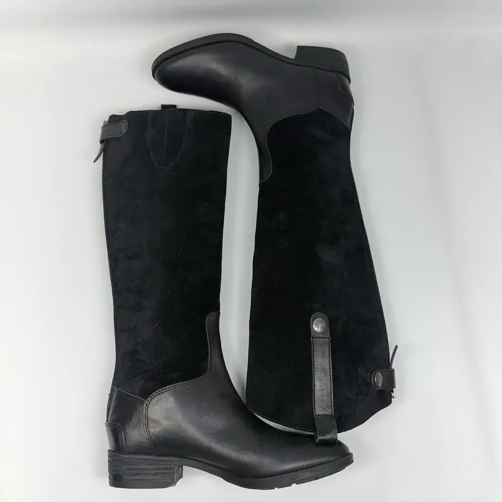 Sam Edelman Black Leather Suede Riding Boots Classic Size 5.5 Equestrian Preppy